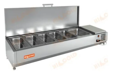 Настольная охлаждаемая витрина для ингредиентов HICOLD VRTU 1485 c крышкой (5 x GN1/3 + 1 x GN1/2)