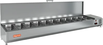 Настольная охлаждаемая витрина для ингредиентов HICOLD VRTU 2280 с крышкой (11 x GN1/3)