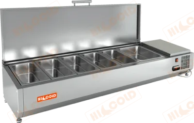 Настольная охлаждаемая витрина для ингредиентов HICOLD VRTU 1390 с крышкой (6 x GN1/4)