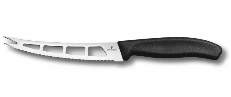 Нож Victorinox для мягких сыров 13 см, волнистое лезвие с отверстием