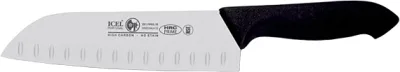 Нож японский Santoku 180/300 мм. с бороздками, черный HoReCa Icel 28100.HR85000.180