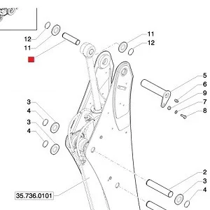Палец крепление штока г/цилиндра рукояти CASE 570ST, 580T/ST, 590ST, 695ST