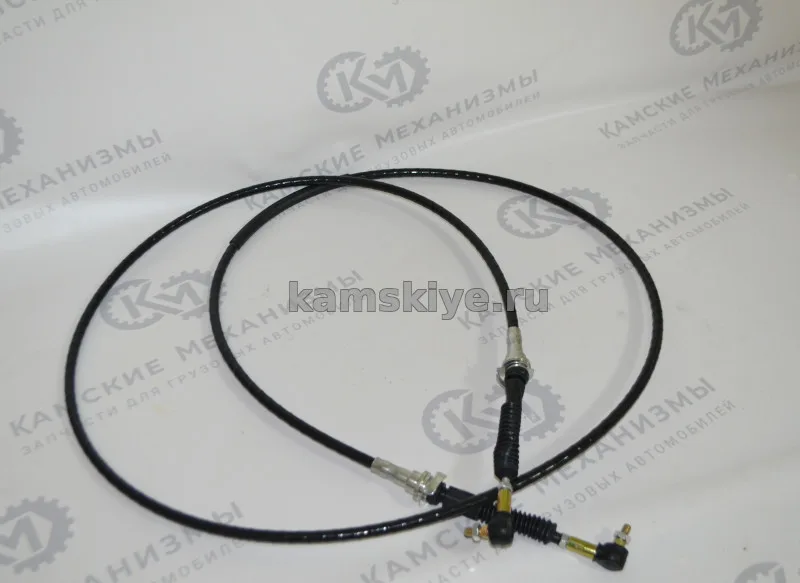 Трос привода КПП HASTERSON на КамАЗ 6580/65801/65802 (в сборе стопорные пластины,пыльники, с наконечниками) (OEM 16108-1703008-10)