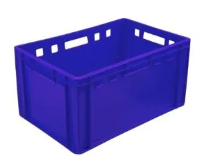 Ящик 600*400*300 мм. для мяса Е3 прямой сплошной, синий (крышка 65079) /1/28/