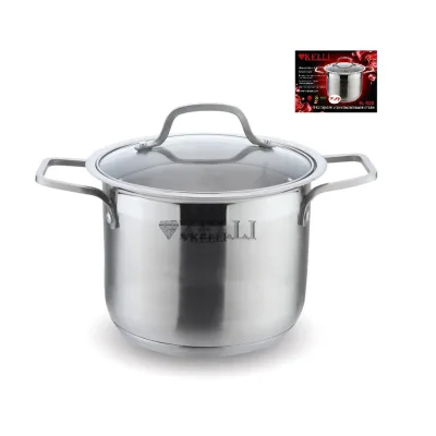 Кастрюля нерж KL-4237 26,0л стекл/кр 3-х слой/дно *2