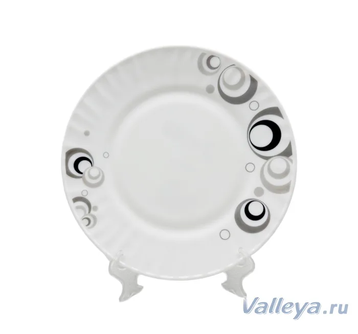 Тарелка 8" 20см опал K-1021 "Круги" *48