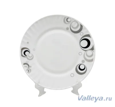 Тарелка 8" 20см опал K-1021 "Круги" *48
