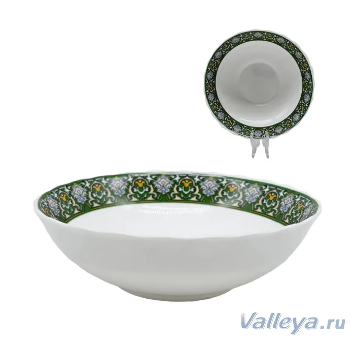 Салатник 7" 17,5см опал 16168 "Зеленая кайма" *48