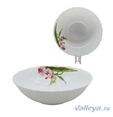 Салатник 7" 17,5см опал VL007 "Тропическая орхидея" тнк *24