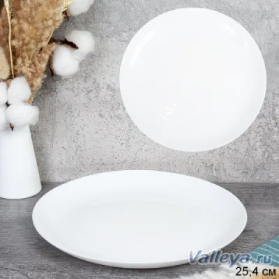 Тарелка 10" 254мм опал Евро Дэй белая YGP-100 *36