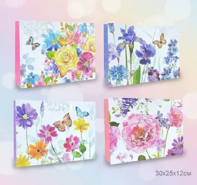 Пакет подарочный "Flowers" 30х25х12см *600