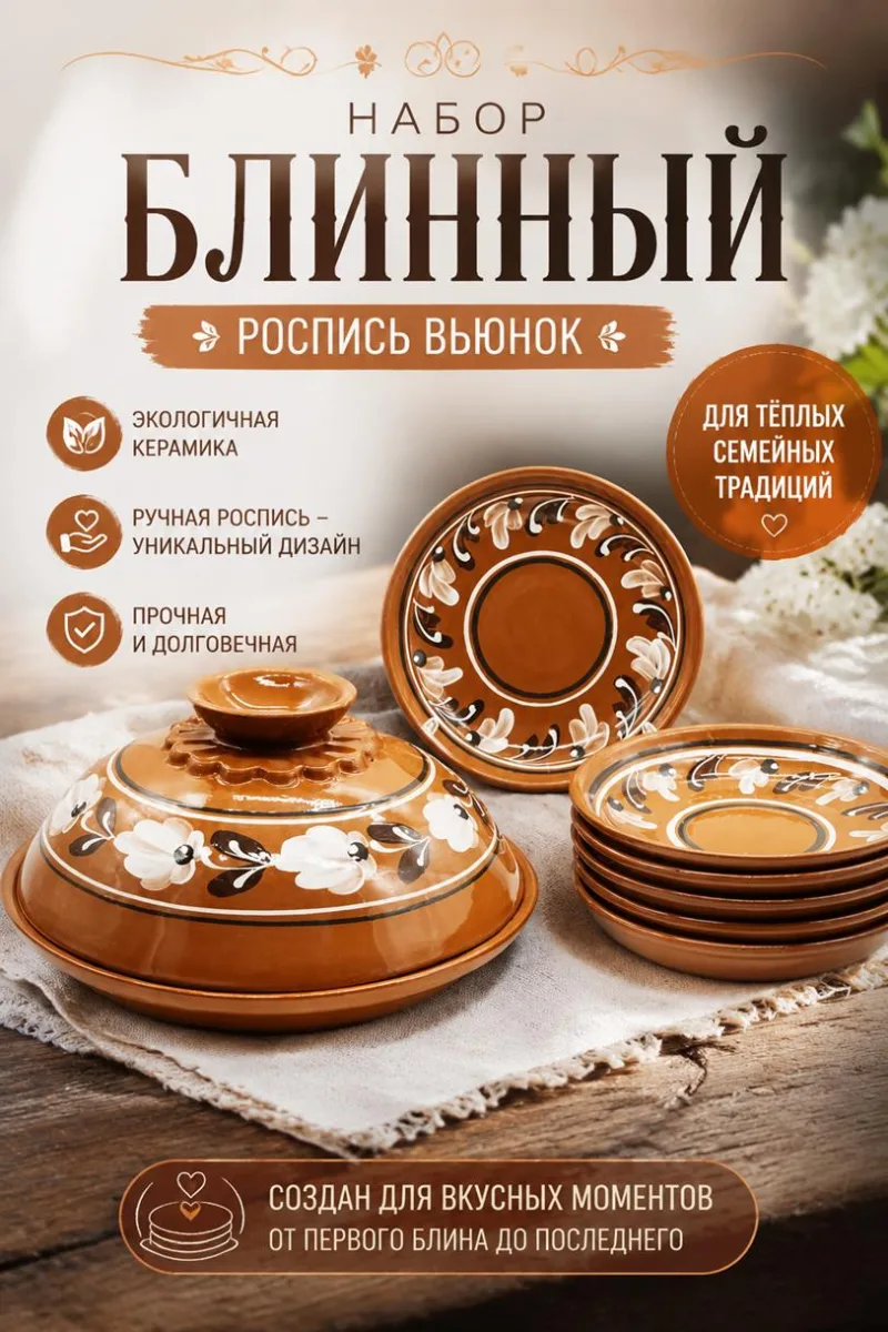 Набор блинный роспись Вьюнок *4