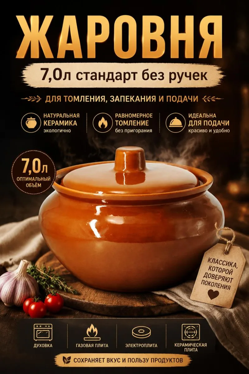 Жаровня 7,0л "Стандарт" без ручек *3