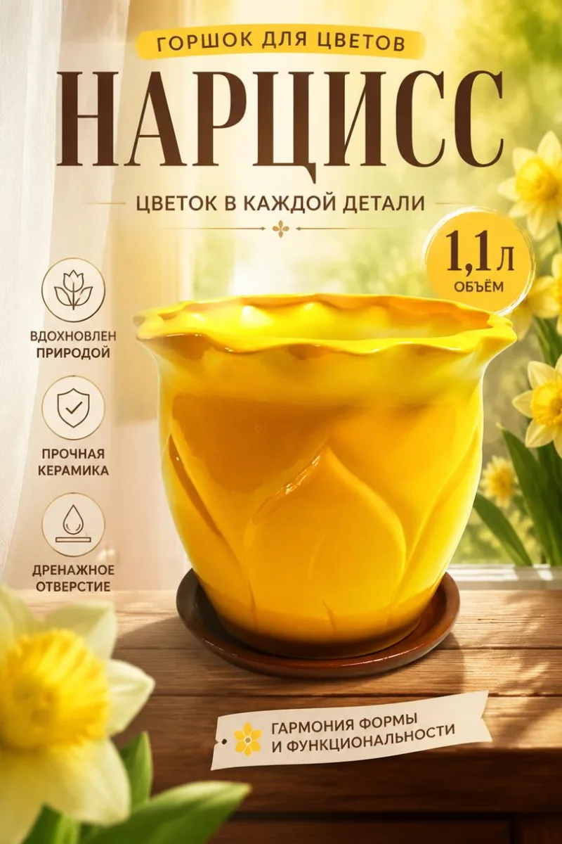 Горшок для цветов Нарцисс 1,1л *5