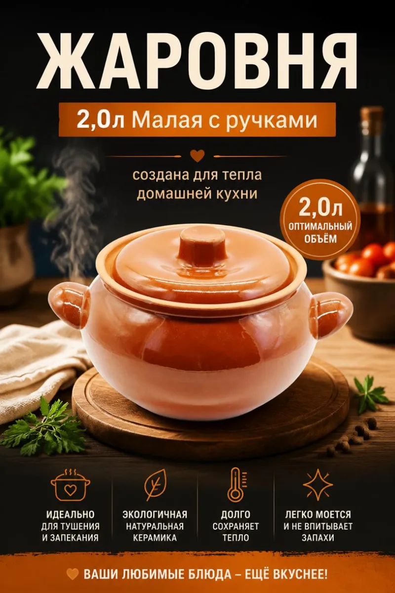 Жаровня 2,0л Малая с ручками *12