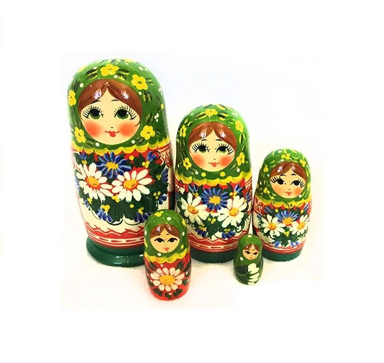 Хохлома Матрешка 5 кукол "Ромашковый луг"