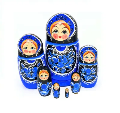 Хохлома Матрешка 7 кукол "Гжель чёрная" 18*8см