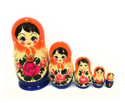 Хохлома Матрешка 5 кукол "Традиционная гуашь" большая