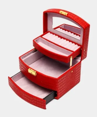 Шкатулка для украшений красн PU-025 18х14х12см