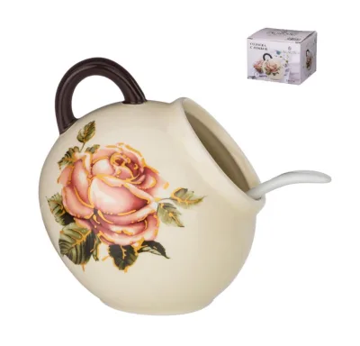 Солонка с ложкой "Корейская Роза" 170мл 358-1706 *48