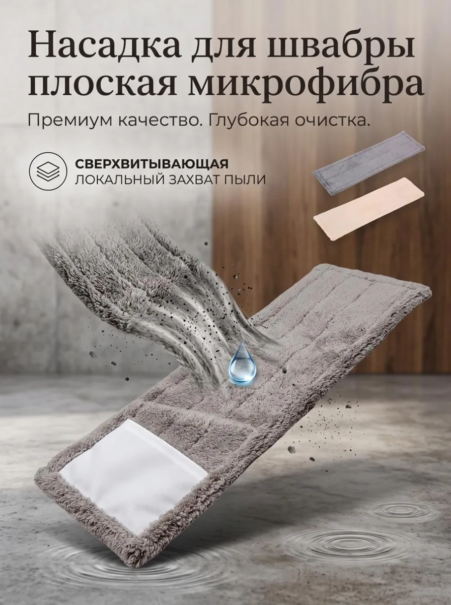 Насадка для швабры плоская микрофибра 2цв *300