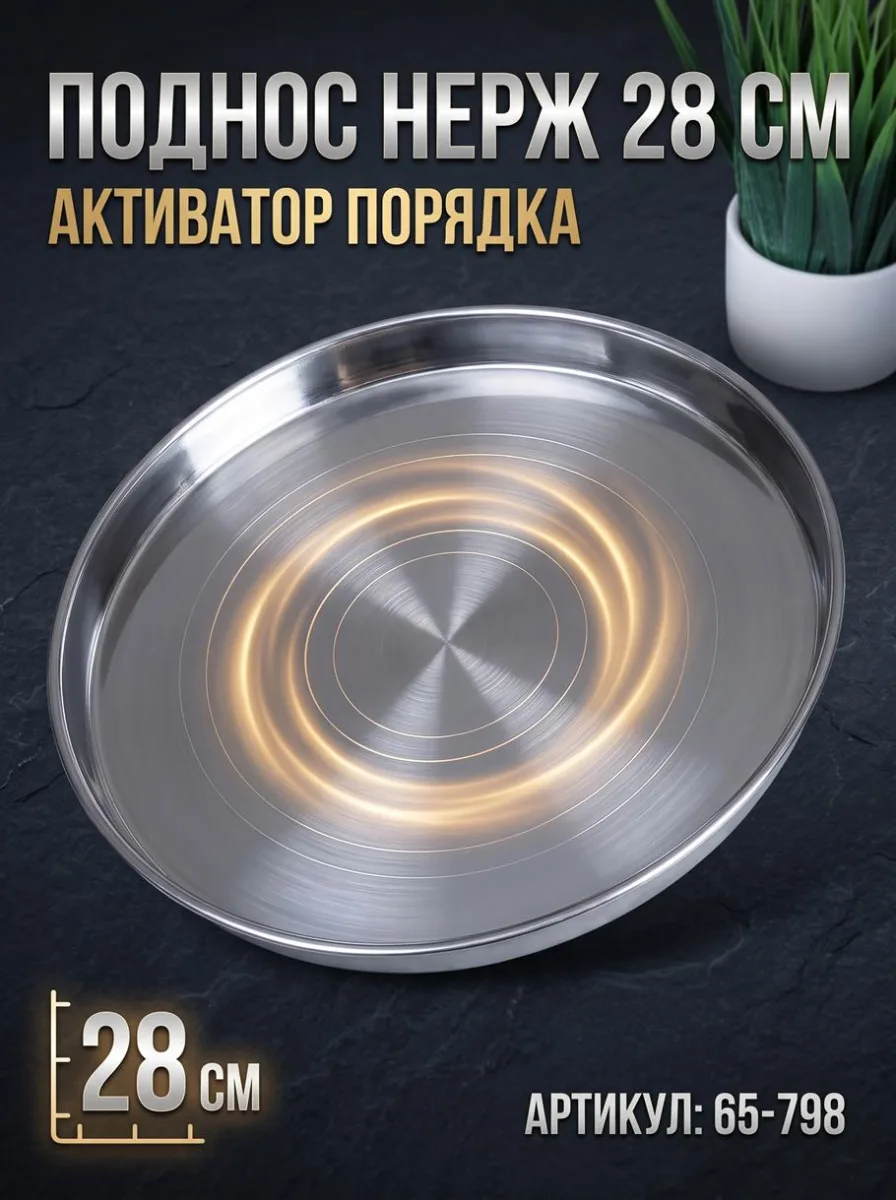 Поднос нерж 28см 65-798 *120