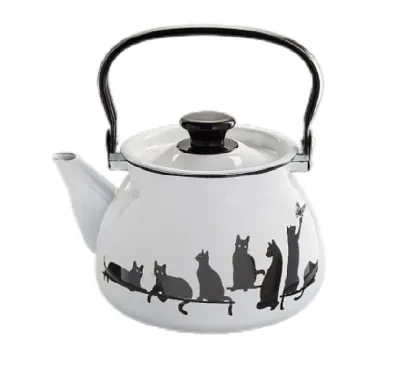 КЕРЧ Чайник эмаль сферич 3,0л с цельной ручкой Кошечки белый *4