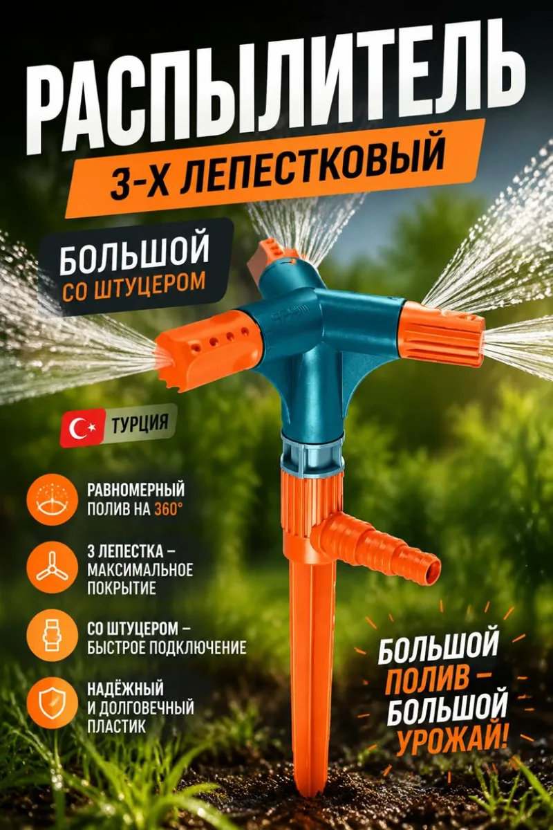 Распылитель 3-х лепестк Большой со штуцером (Турция) *75
