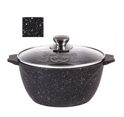 Кастрюля АП 6,0л с крышкой Гранит black *4