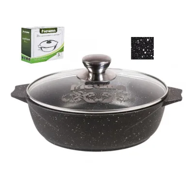 Жаровня АП 3,0л с крышкой Гранит black *7