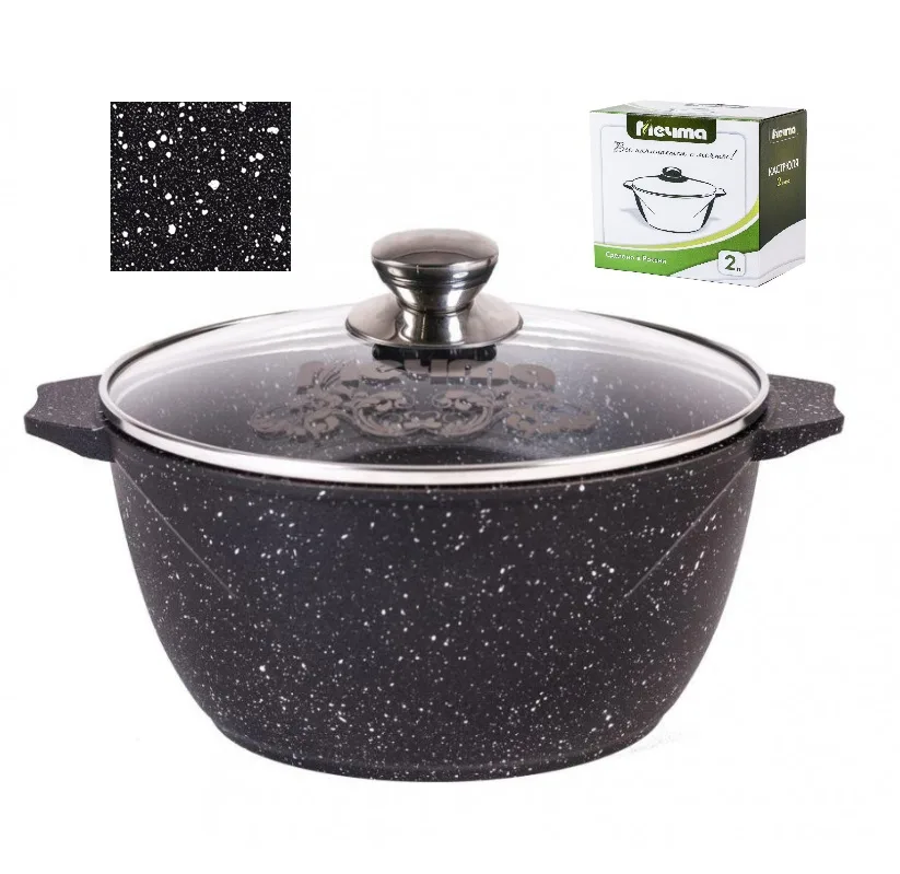 Кастрюля АП 2,0л с крышкой Гранит black *7