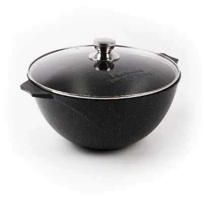 Казан для плова АП 6,0л Гранит black стекл крышка *3