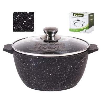 Кастрюля АП 2,0л с крышкой Гранит black Индукция *7