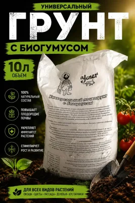 Грунт универсальный с биогумусом 10л Успех *5