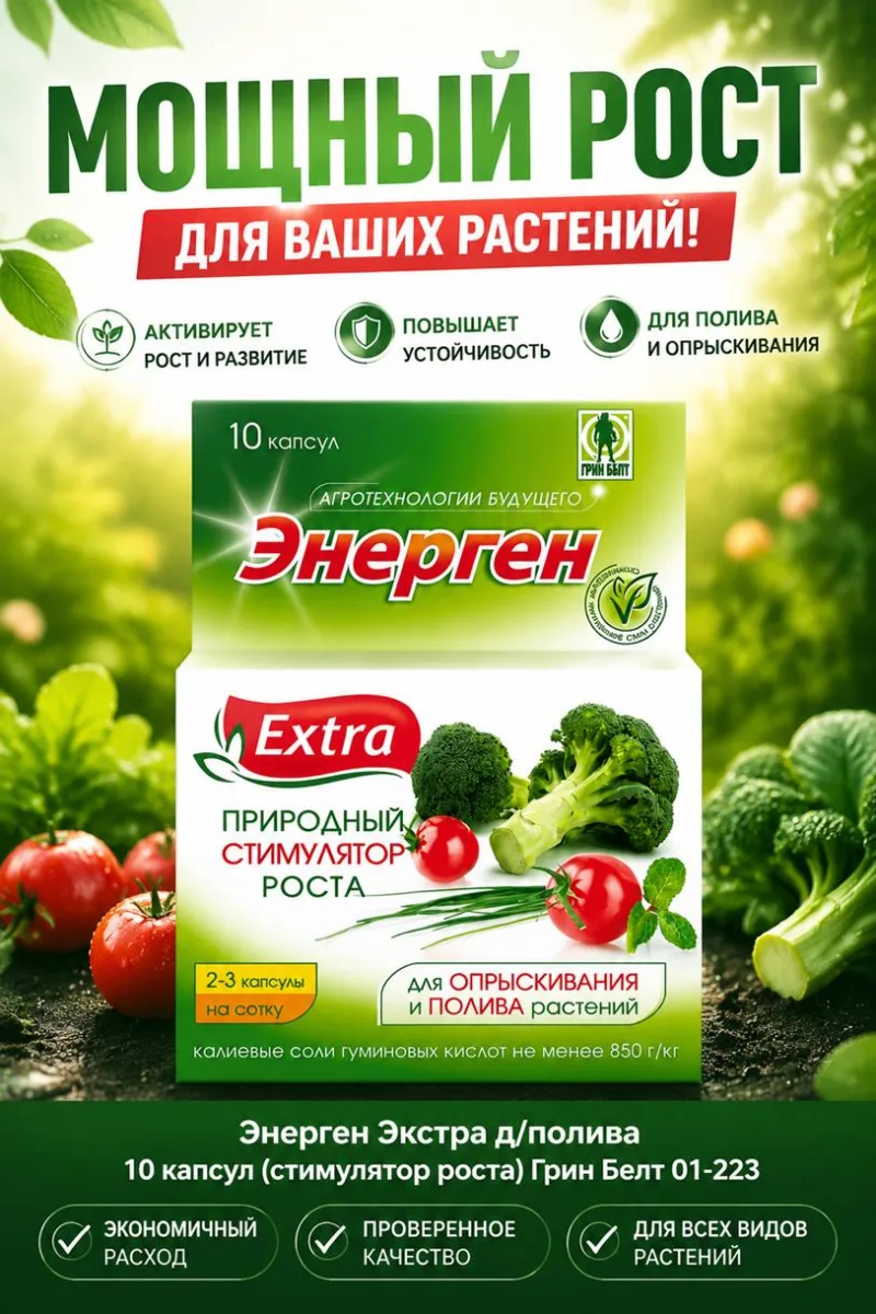Энерген Экстра д/полива 10 капсул (стимулятор роста) Грин Белт 01-223 *48