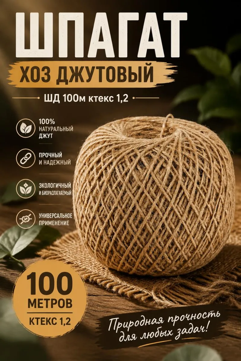 Шпагат хоз джутовый ШД 100м ктекс 1,2