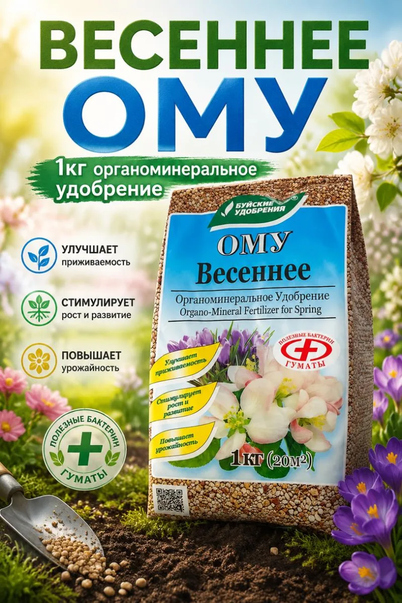 Весеннее ОМУ 1кг органоминеральное удобрение *30