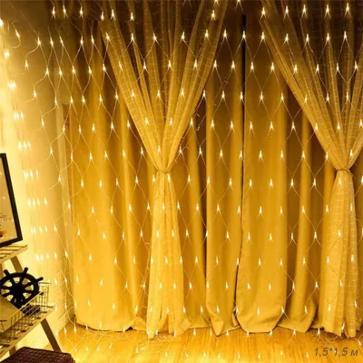 Гирлянда светодиодная Сетка 1,5х1,5м теплый белый 96 LED / L118 *100