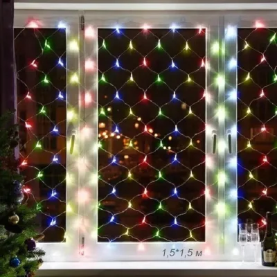 Гирлянда светодиодная Сетка 1,5х1,5м разноцветный 96 LED / L119 *100