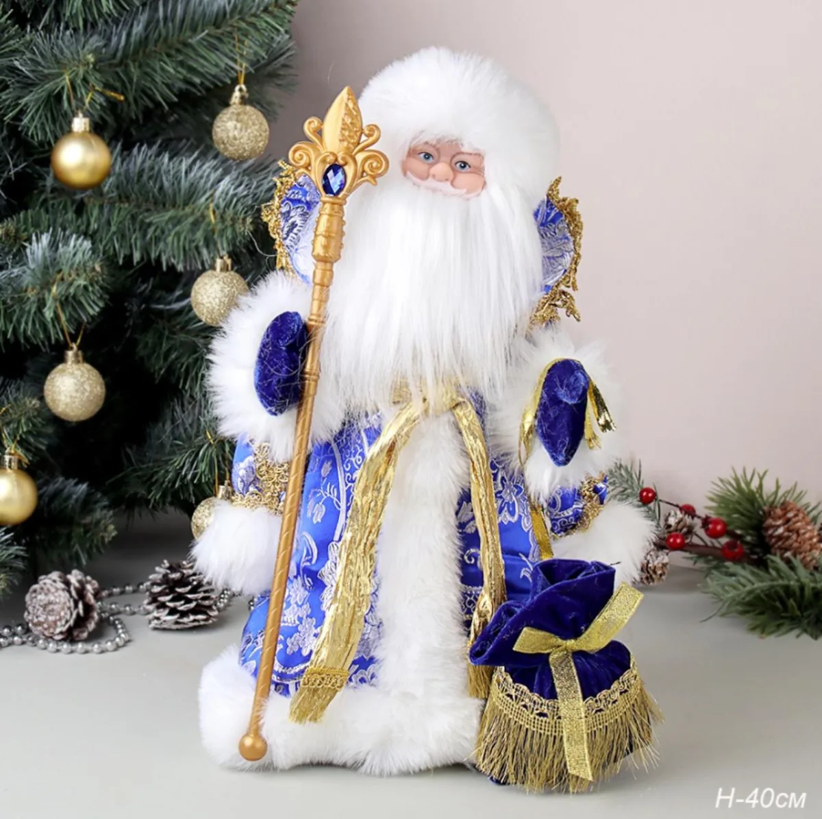 Фигурка Дед Мороз 40см + бантик музыкальн 21А11-16 *18
