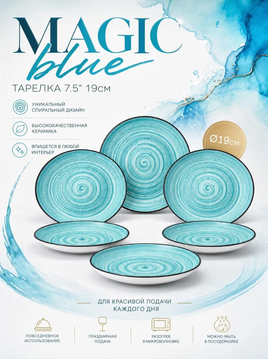 Тарелка 7.5" 19см "Magic blue" *48