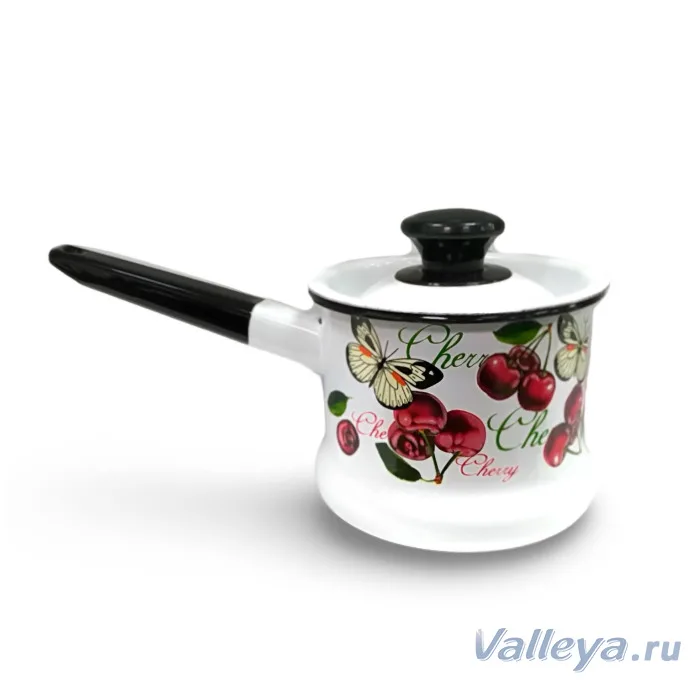 КЕРЧ Ковш 1,0л с крышкой Черешенка белый *8