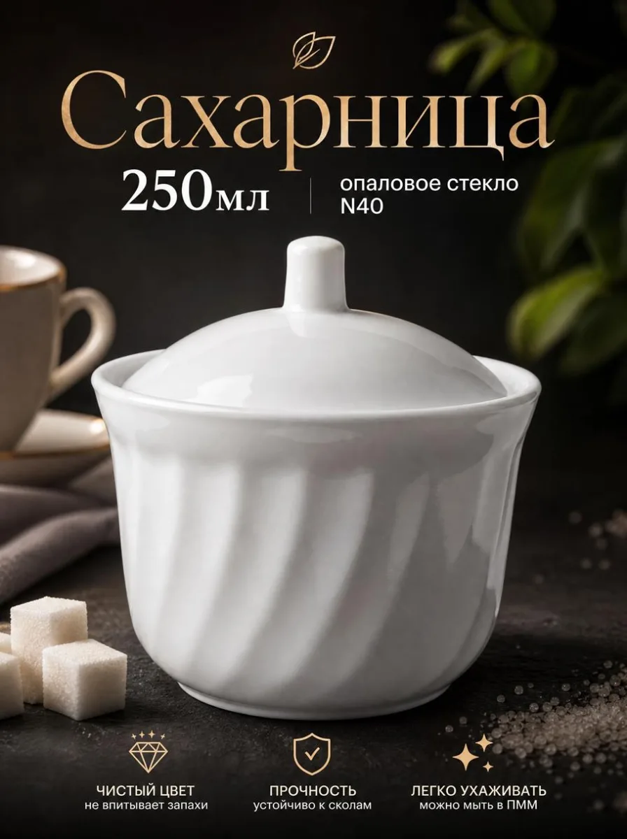 Сахарница 250мл опал белая N40 *48