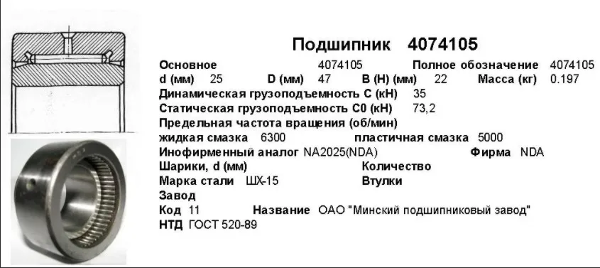 Подшипник 4074115 (NAV4015) ГПЗ-3
