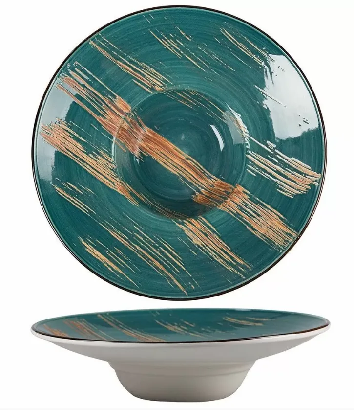 Тарелка для пасты Texture Dark Green Lines d 27*5,5 см, 260 мл, P.L.