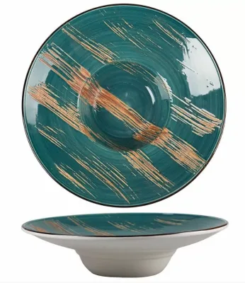 Тарелка для пасты Texture Dark Green Lines d 27*5,5 см, 260 мл, P.L.