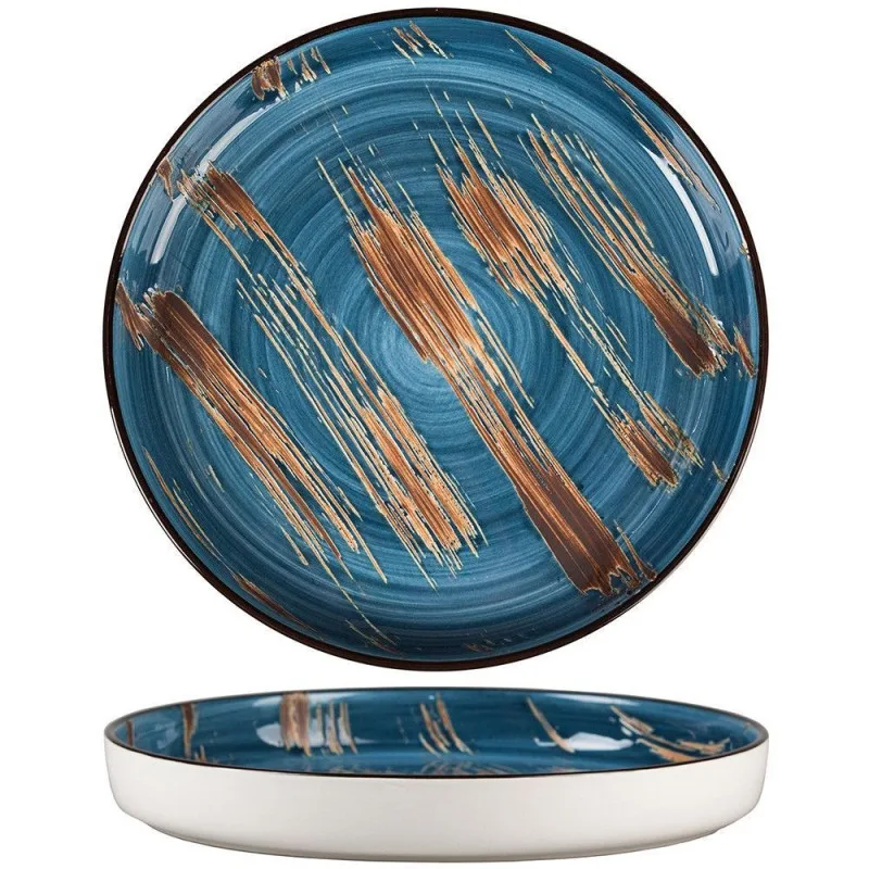 Тарелка с бортом Texture Dark Blue Lines 23 см