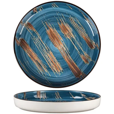 Тарелка с бортом Texture Dark Blue Lines 23 см