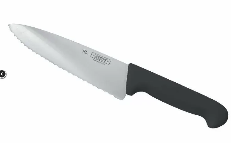 Нож PRO-Line поварской 25 см, черная пластиковая ручка, волнистое лезвие, P.L. Proff Cuisine
