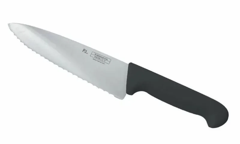 Нож PRO-Line поварской 20 см, черная пластиковая ручка, волнистое лезвие, P.L. Proff Cuisine